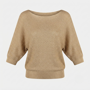 Lydia Harrison | Slouchy Knit Sweater Top in Warm Camel