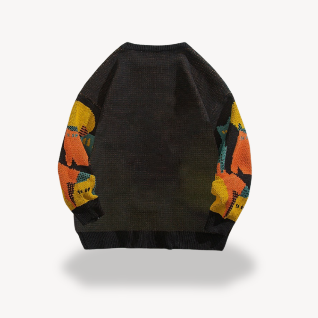 Dexter Holloway | Knitted Cat Print Sweater For Men