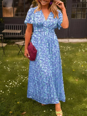 Poppy Caldwell | Floral Maxi Dress with Flutter Sleeves