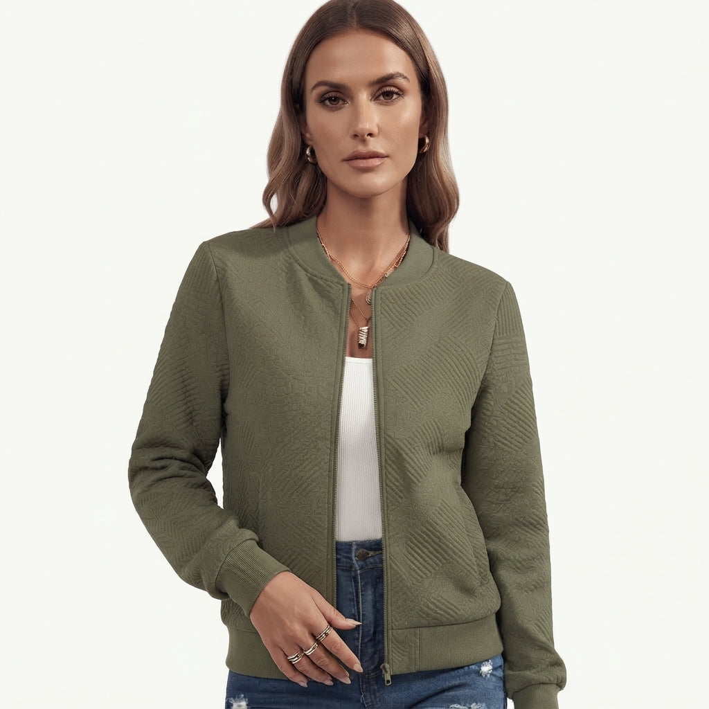 Nancy Prentice | Blouson bomber texturé à fermeture éclair