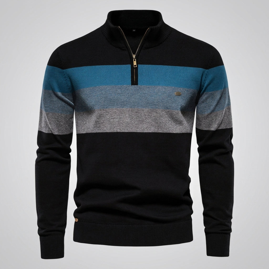 Nathan Broadbent | Pull rayé en maille à col zippé
