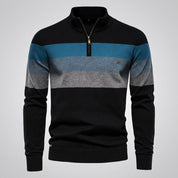 Nathan Broadbent | Pull rayé en maille à col zippé