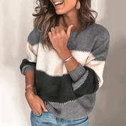 Lydia Chambers | Colour Block Knit Sweater with Cable Detail
