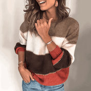Lydia Chambers | Colour Block Knit Sweater with Cable Detail