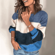 Lydia Chambers | Colour Block Knit Sweater with Cable Detail