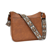 Eleanor Mills | Tan Crossbody Bag with Boho Woven Strap