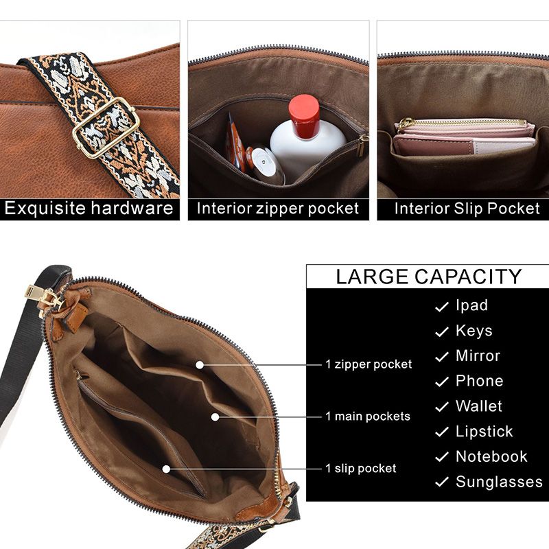 Eleanor Mills | Tan Crossbody Bag with Boho Woven Strap