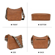 Eleanor Mills | Tan Crossbody Bag with Boho Woven Strap