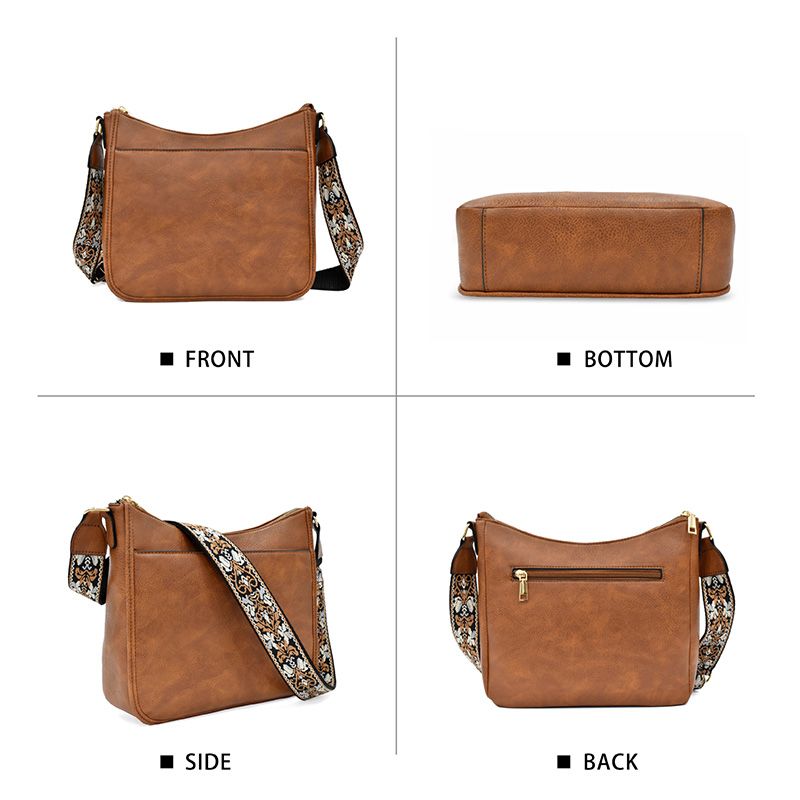 Eleanor Mills | Tan Crossbody Bag with Boho Woven Strap