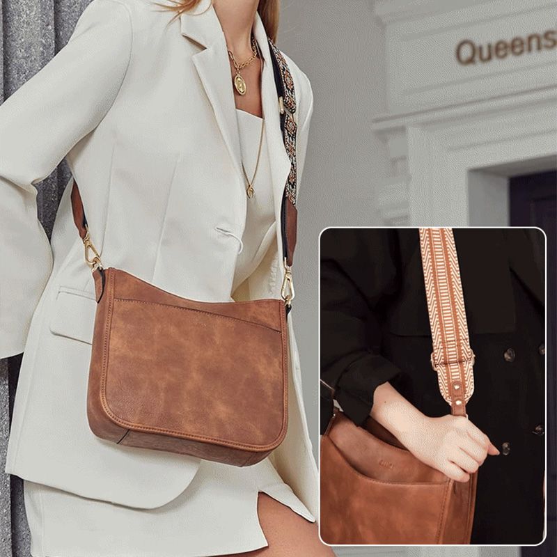 Eleanor Mills | Tan Crossbody Bag with Boho Woven Strap