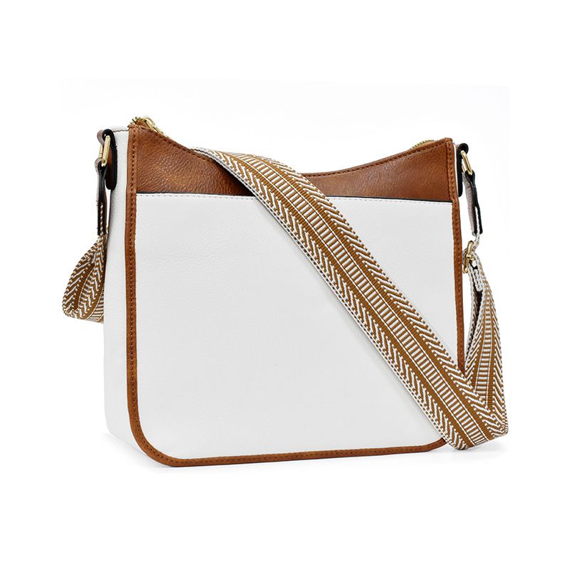 Eleanor Mills | Tan Crossbody Bag with Boho Woven Strap