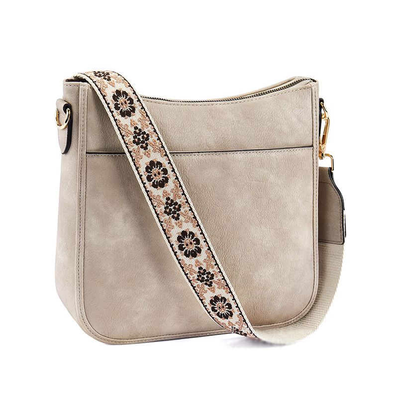 Eleanor Mills | Tan Crossbody Bag with Boho Woven Strap
