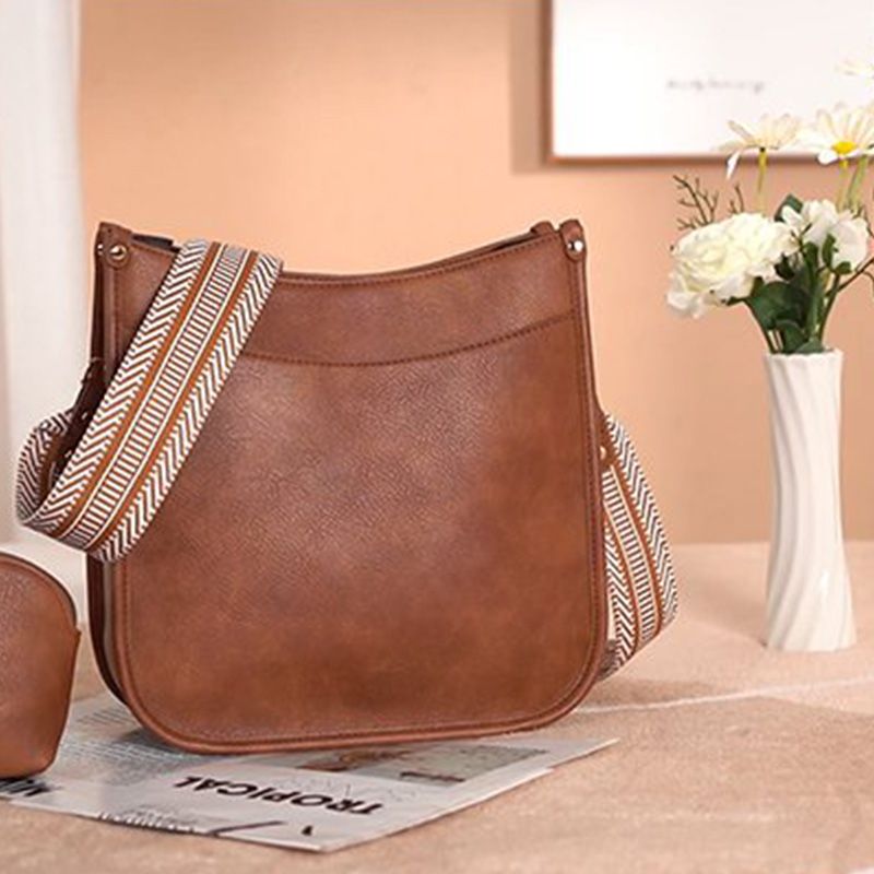 Eleanor Mills | Tan Crossbody Bag with Boho Woven Strap