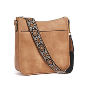Eleanor Mills | Tan Crossbody Bag with Boho Woven Strap