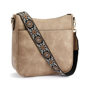 Eleanor Mills | Tan Crossbody Bag with Boho Woven Strap