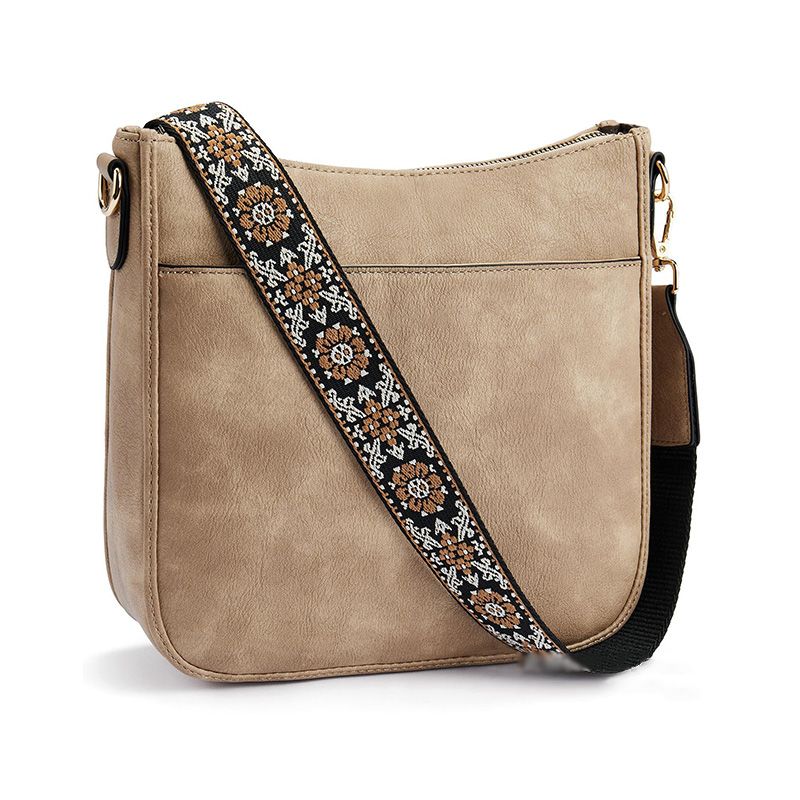 Eleanor Mills | Tan Crossbody Bag with Boho Woven Strap