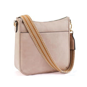 Eleanor Mills | Tan Crossbody Bag with Boho Woven Strap