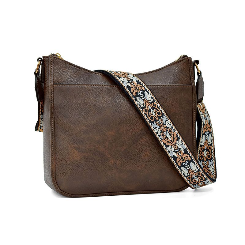 Eleanor Mills | Tan Crossbody Bag with Boho Woven Strap