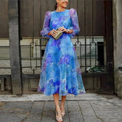 Scarlett Hughes | Women's Floral Midi Dress in Hot Pink Organza