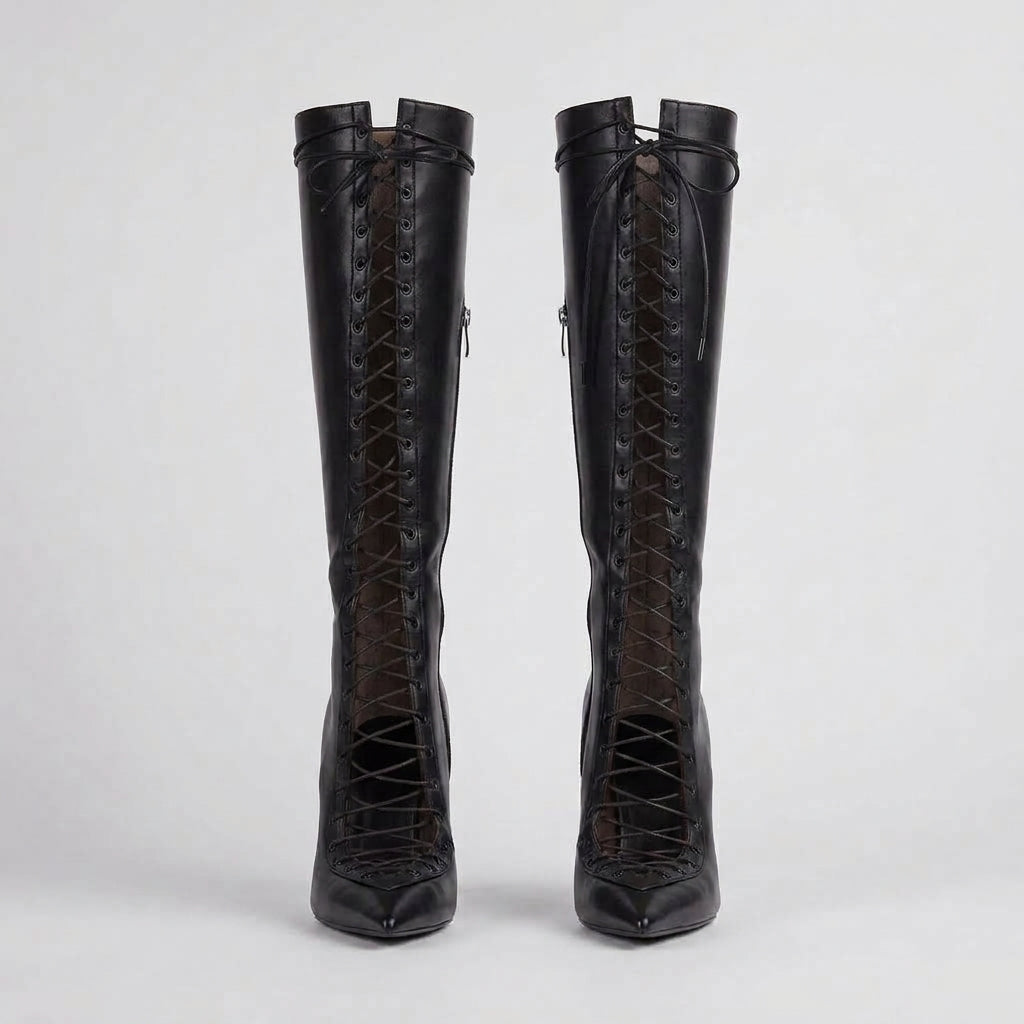Penelope Clarke | Bottes montantes à talon aiguille et lacets