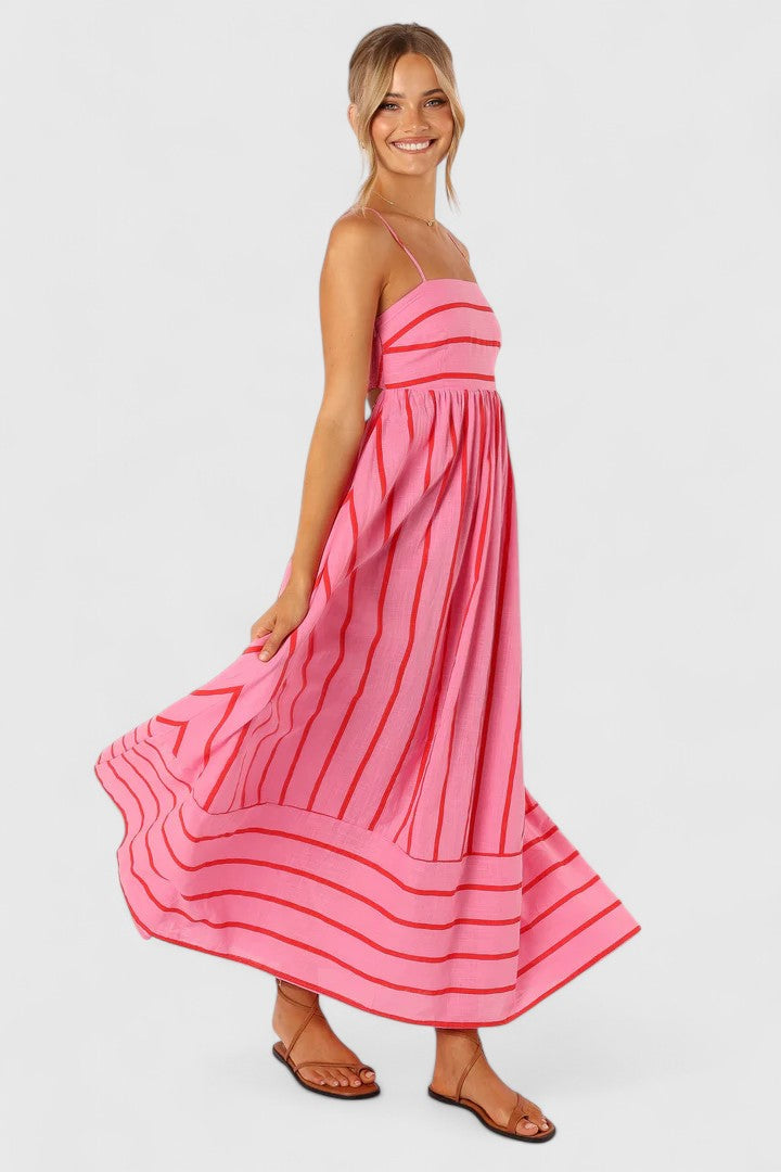 Clara Hartfield | Robe longue rayée à encolure carrée