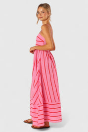 Clara Hartfield | Robe longue rayée à encolure carrée