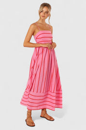 Clara Hartfield | Robe longue rayée à encolure carrée