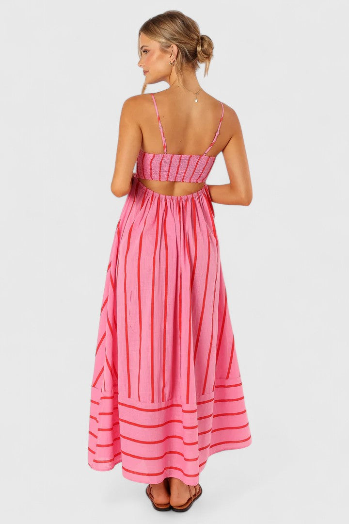 Clara Hartfield | Robe longue rayée à encolure carrée