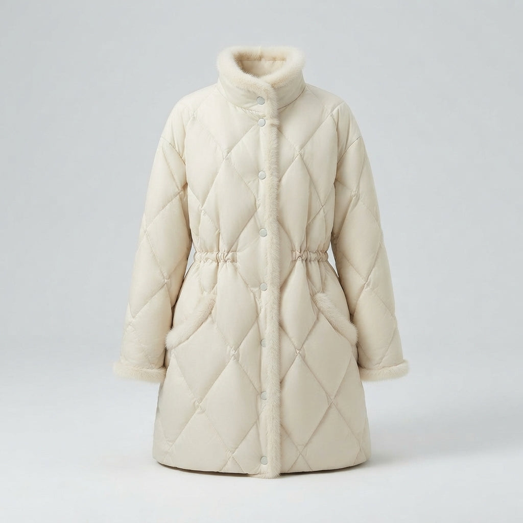 Phoebe Williams | Manteau matelassé avec bordure en fourrure