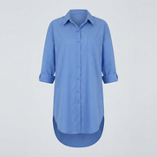 Poppy Sinclair | Oversized Shirt Dress in Cornflower Blue