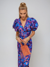 Hilary Ashcroft | Puff Sleeve Printed Midi Dress