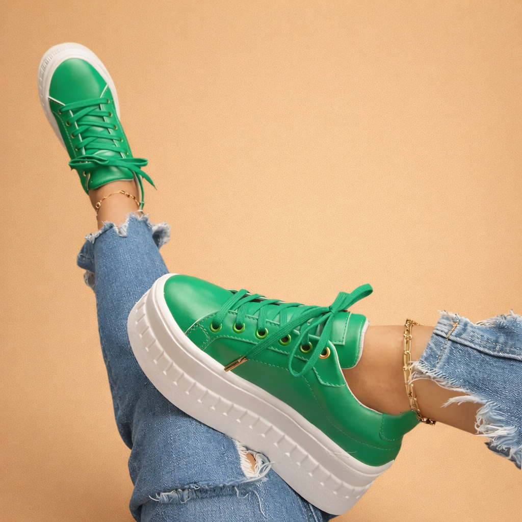 Isabella Moreau | Emerald Platform Sneakers