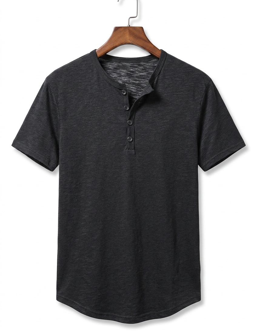Fletcher Morris | Men's Cotton Henley T-Shirt Relaxed Fit