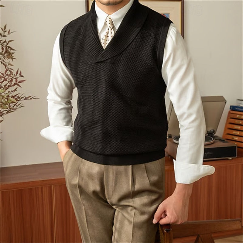 Toby Marchbank | Shawl-Collar Knit Sweater Vest