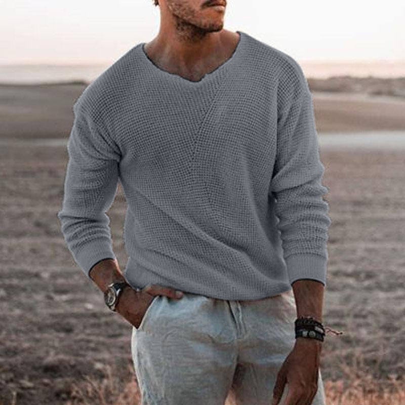 Rhys Cooper | Relaxed V-Neck Waffle Knit Jumper