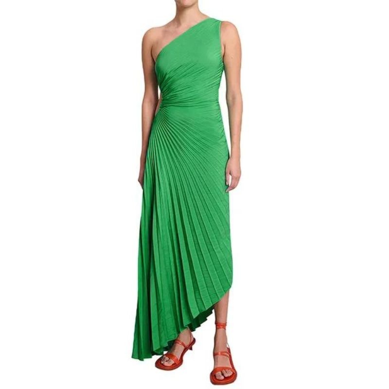 Seraphina Laurent | Pleated One-Shoulder Maxi Dress