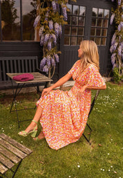 Poppy Caldwell | Floral Maxi Dress with Flutter Sleeves