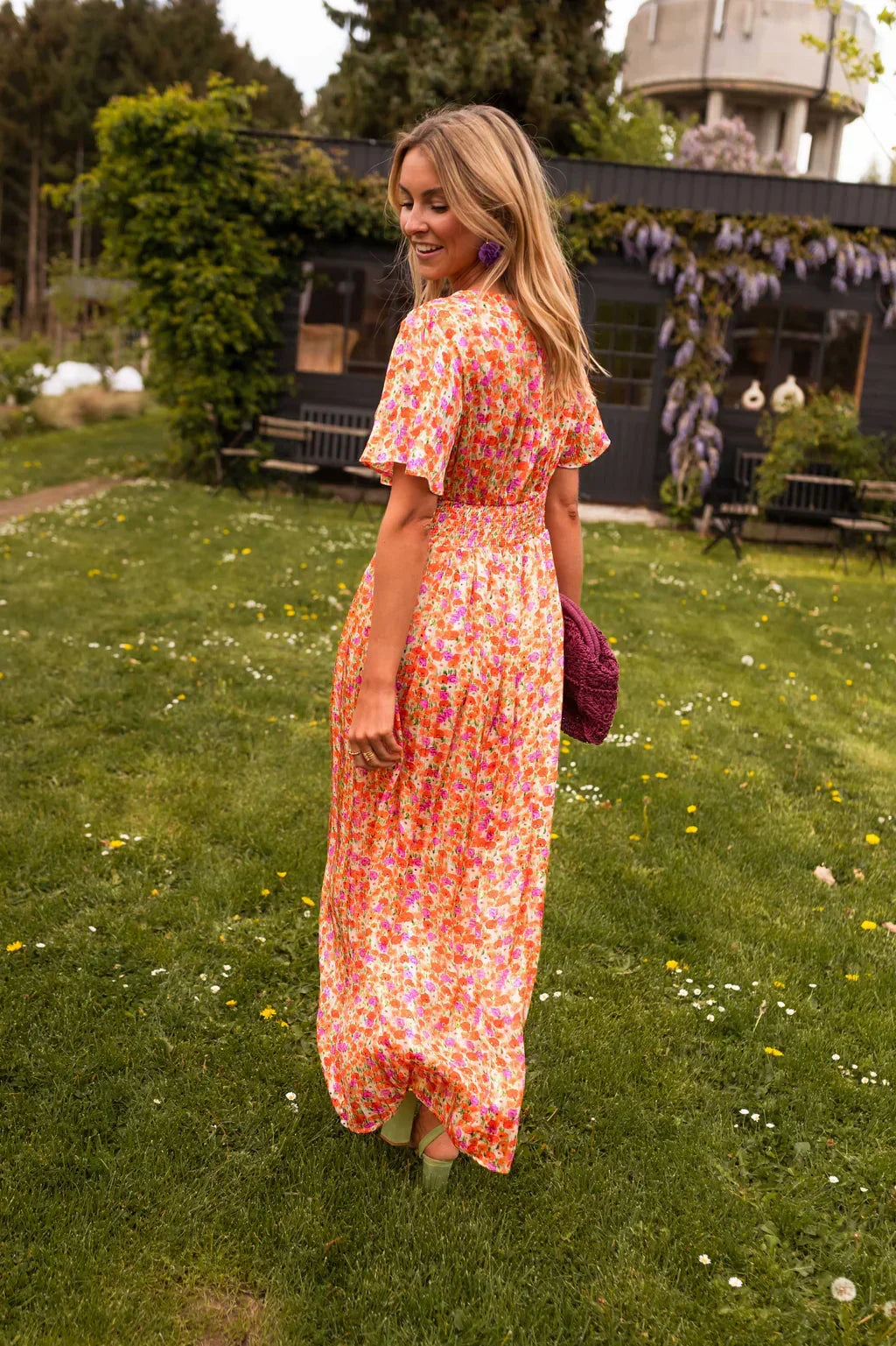 Poppy Caldwell | Floral Maxi Dress with Flutter Sleeves