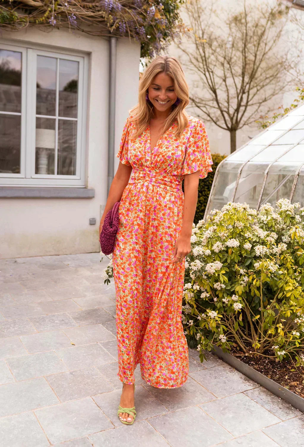Poppy Caldwell | Floral Maxi Dress with Flutter Sleeves