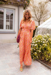 Poppy Caldwell | Floral Maxi Dress with Flutter Sleeves