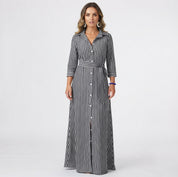 Rosalind Fairweather | Robe longue portefeuille rayée à nouer