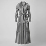 Rosalind Fairweather | Robe longue portefeuille rayée à nouer