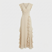 Rosie Griffiths | Sage Ruffle Maxi Dress with V-Neckline
