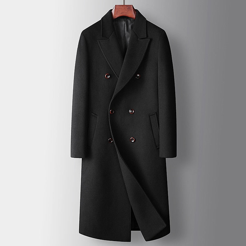Rupert Holloway | Pardessus long en laine camel à double boutonnage