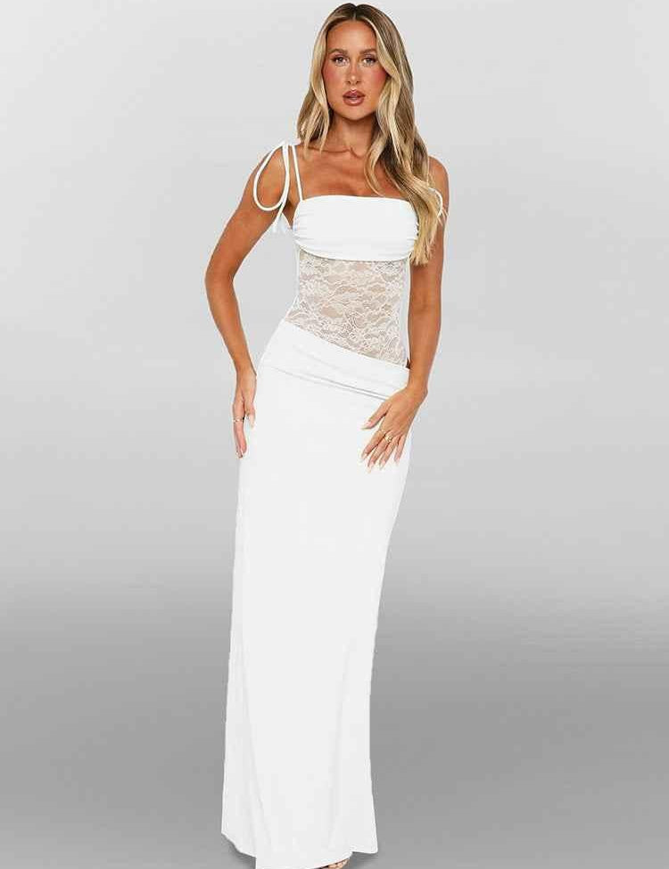 Arabella Morris | Lace Corset Tie-Strap Maxi Dress
