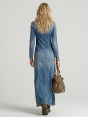 Lyra Calloway | Button Front Denim Maxi Dress
