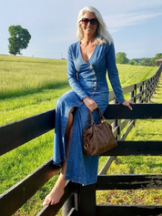 Lyra Calloway | Button Front Denim Maxi Dress
