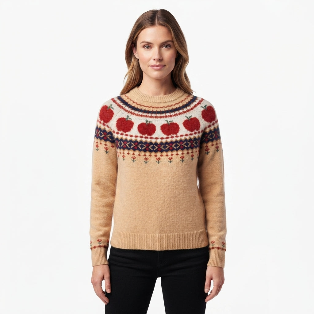 Sylvia Ashdown | Pull en maille jacquard Fair Isle pomme