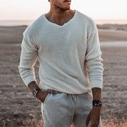 Rhys Cooper | Relaxed V-Neck Waffle Knit Jumper