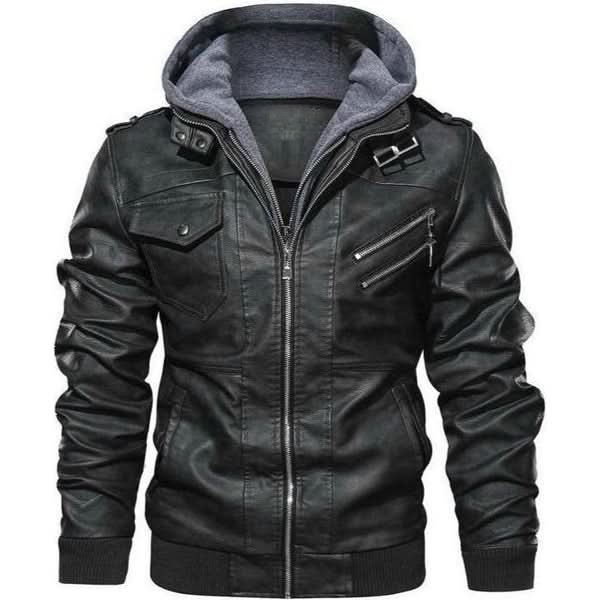 Tobias Grant | Veste en similicuir Anarchy à capuche amovible